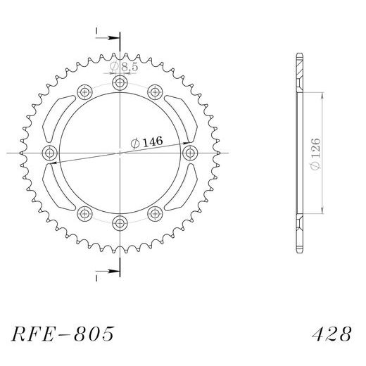 ZADNJI VERIŽNIK (ZOBNIK) SUPERSPROX RFE-805:50-BLK ČRNA 50T, 428