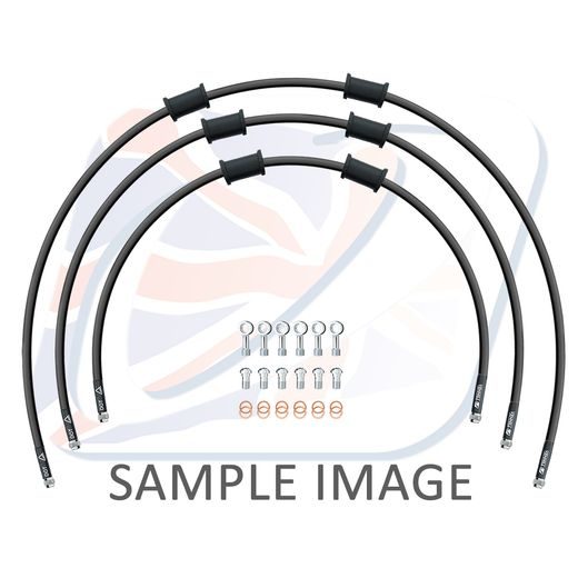 STANDARD FRONT BRAKE HOSE KIT VENHILL POWERHOSEPLUS BMW-6001F-BK (3 CEVI V KOMPLETU) BLACK HOSES, CHROMED FITTINGS
