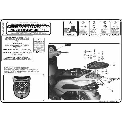 NOSILEC ZA KOVČEK KAPPA MONOLOCK PIAGGIO BEVERLY 125-200