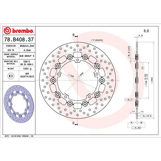 ZAVORNI DISK BREMBO 78B40837 FLOATING