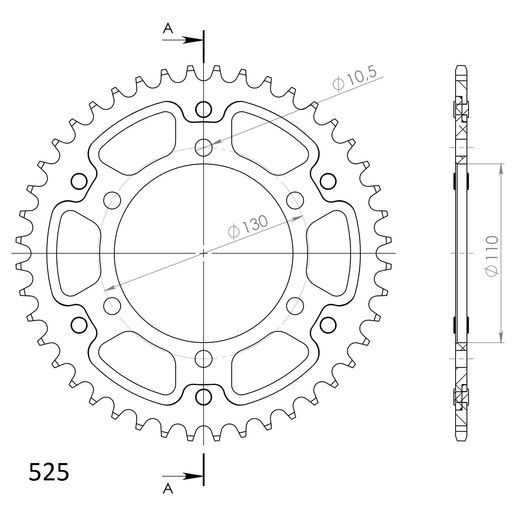 REAR SPROCKET SUPERSPROX STEALTH RST-480:43-GLD ZLATA 43T, 525
