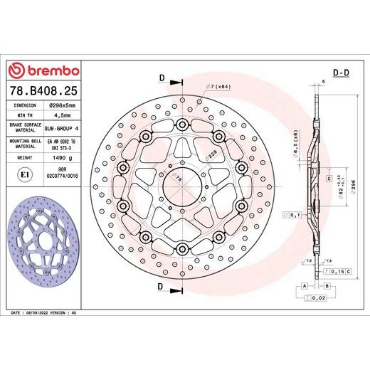 ZAVORNI DISK BREMBO 78B40825 FLOATING