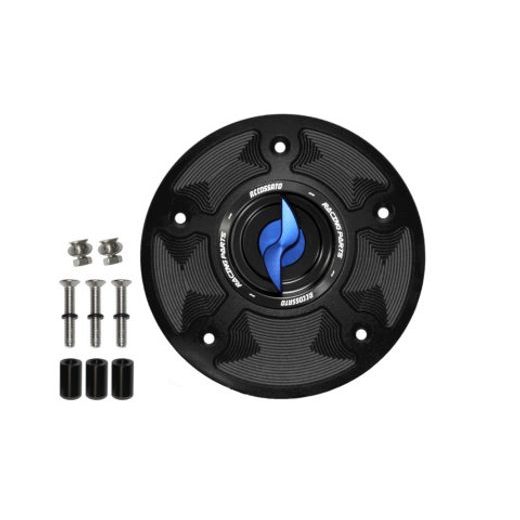 TANK FILLER CAP ACCOSSATO FC110 FOR HONDA MOTORBIKES WITH QUICK RELEASE MACHINED FROM BILLET ALUMINIUM ČRN