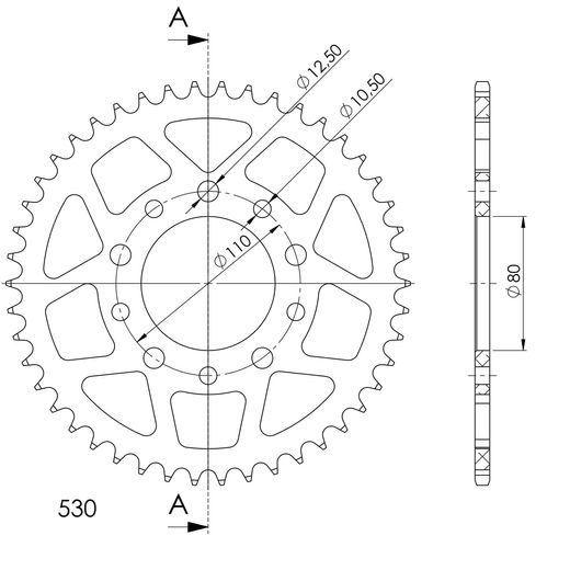 ALUMINIJASTI ZADNJI VERIŽNIK (ZOBNIK) SUPERSPROX RAL-1334:46-RED RDEČ 46T, 530
