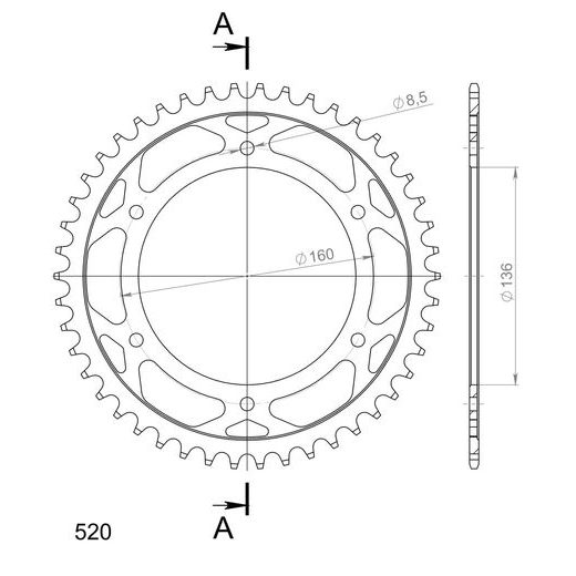 ZADNJI VERIŽNIK (ZOBNIK) SUPERSPROX RFE-5:46-BLK ČRNA 46T, 520