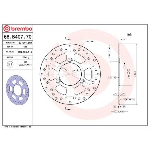 ZAVORNI DISK BREMBO 68B40770 FIX