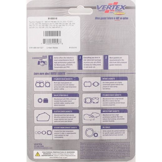 TOP END GASKET KIT WINDEROSA TEGS 8100016