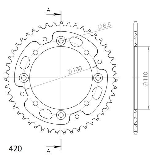 REAR SPROCKET SUPERSPROX STEALTH RST-455:47-GLD ZLATA 47T, 420