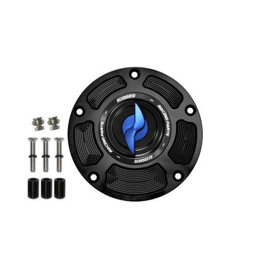 TANK FILLER CAP ACCOSSATO FC125 FOR HONDA MOTORBIKES WITH QUICK RELEASE MACHINED FROM BILLET ALUMINIUM ČRN