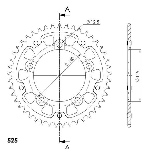 ZADNJI VERIŽNIK (ZOBNIK) SUPERSPROX STEALTH RST-1790:45-BLU MODER 45T, 525