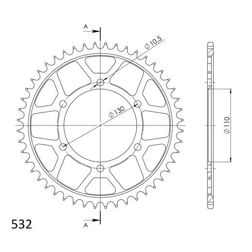 ZADNJI VERIŽNIK (ZOBNIK) SUPERSPROX RFE-1875:48-BLK ČRNA 48T, 532
