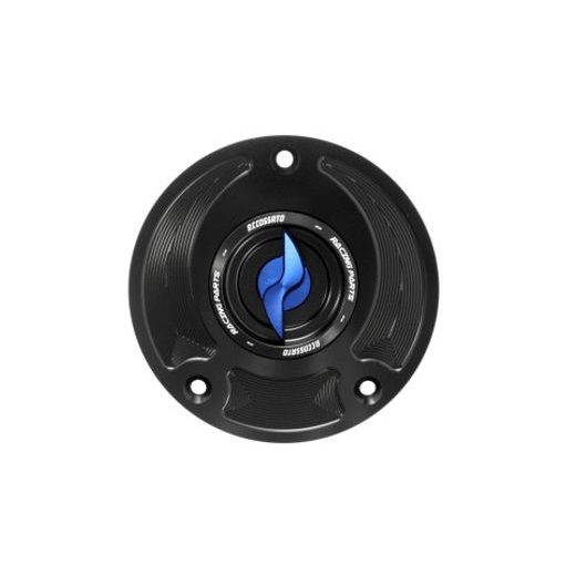 TANK FILLER CAP ACCOSSATO FC122 FOR SUZUKI MOTORBIKES WITH QUICK RELEASE MACHINED FROM BILLET ALUMINIUM ČRN