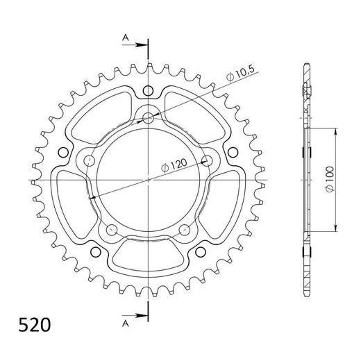 ZADNJI VERIŽNIK (ZOBNIK) SUPERSPROX STEALTH RST-7025:43-BLK ČRNA 43T, 520