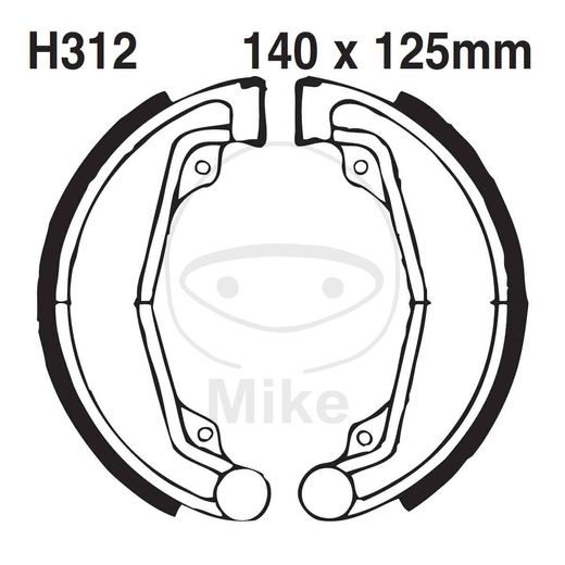 BRAKE SHOE SET EBC H312G GROOVED INCLUDINGS SPRINGS