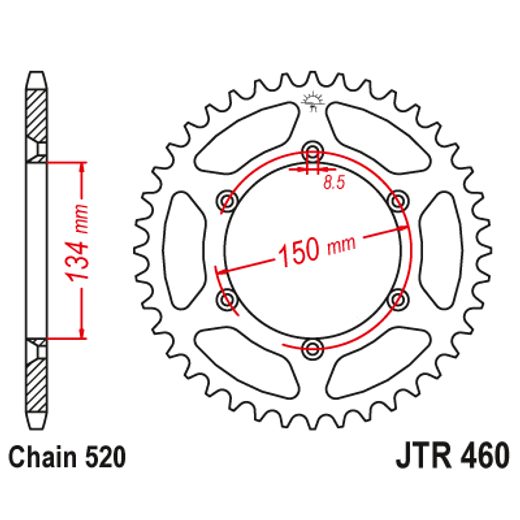 ZADNJI VERIŽNIK (ZOBNIK) JT JTR 460-50 50T, 520