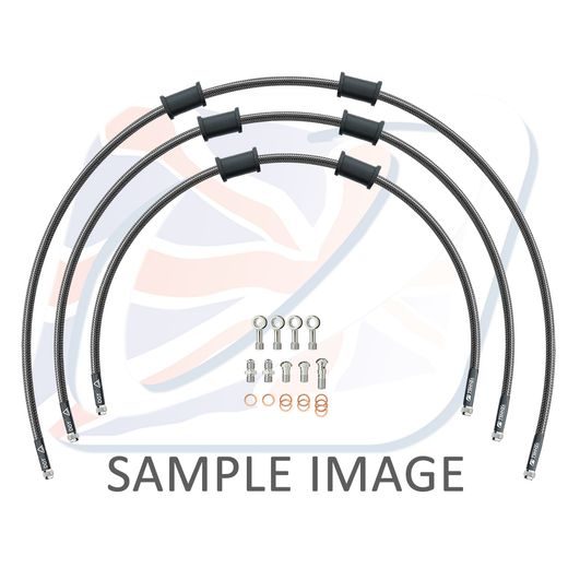 STANDARD FRONT BRAKE HOSE KIT VENHILL POWERHOSEPLUS YAM-8005FS-CB (3 CEVI V KOMPLETU) CARBON HOSES, STAINLESS STEEL FITTINGS