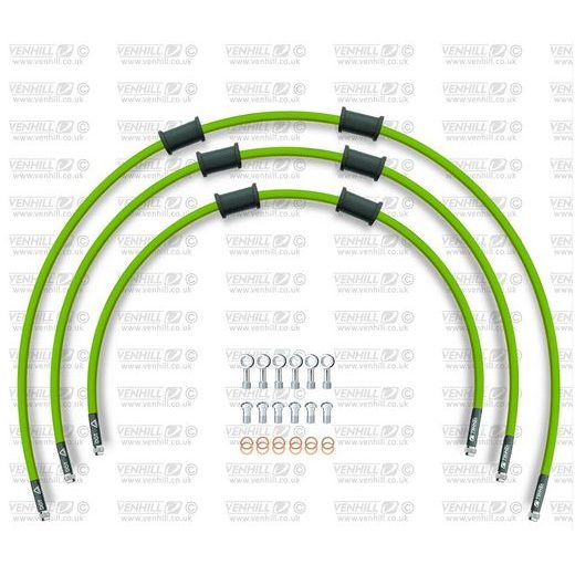 STANDARD FRONT BRAKE HOSE KIT VENHILL POWERHOSEPLUS SUZ-6013F-GR (3 CEVI V KOMPLETU) GREEN HOSES, CHROMED FITTINGS