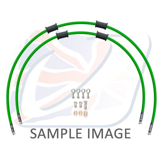 RACE FRONT BRAKE HOSE KIT VENHILL POWERHOSEPLUS YAM-6024FS-GR (2 CEVI V KOMPLETU) GREEN HOSES, STAINLESS STEEL FITTINGS