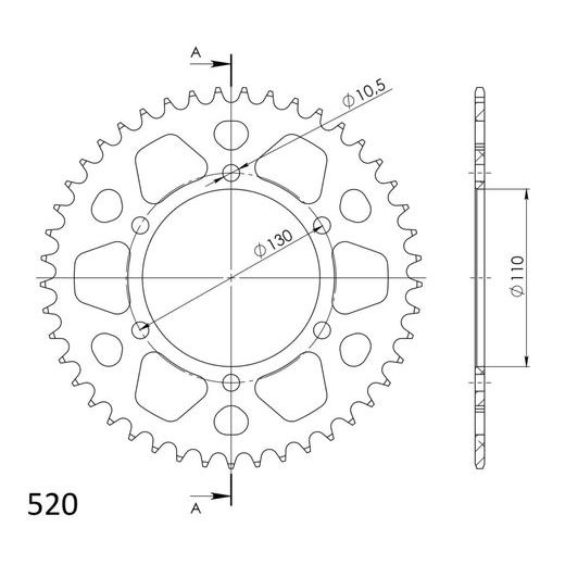 ALUMINIJASTI ZADNJI VERIŽNIK (ZOBNIK) SUPERSPROX RAL-486:45-RED RDEČ 45T, 520