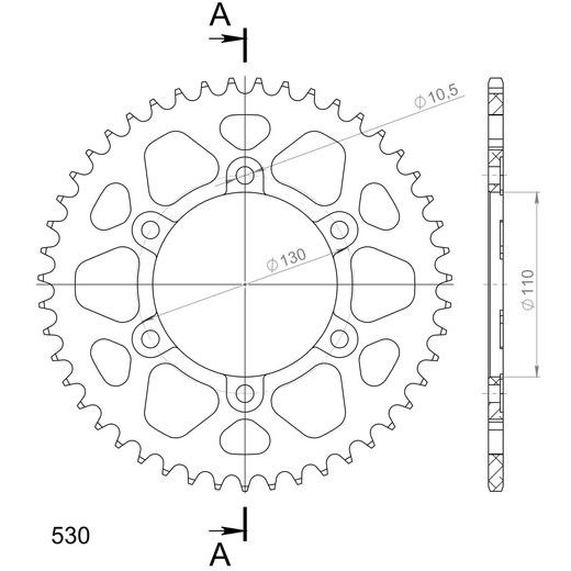 ALUMINIJASTI ZADNJI VERIŽNIK (ZOBNIK) SUPERSPROX RAL-479:47-BLK ČRNA 47T, 530