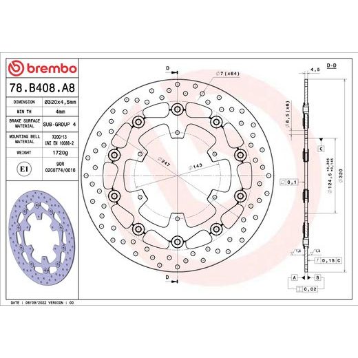 ZAVORNI DISK BREMBO 78B408A8 FLOATING