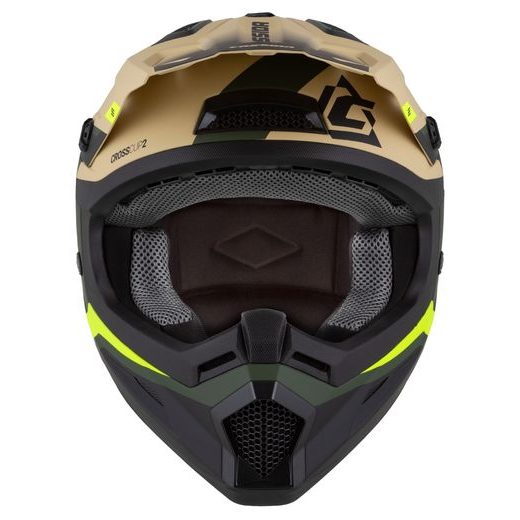 MOTOCROSS HELMET CASSIDA CROSS CUP 2 NAPA SAND/ GREEN/ YELLOW FLUO/ BLACK MATT L