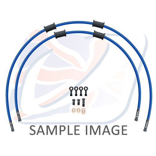 CROSSOVER FRONT BRAKE HOSE KIT VENHILL POWERHOSEPLUS HON-10016FB-SB (2 CEVI V KOMPLETU) SOLID BLUE HOSES, BLACK FITTINGS