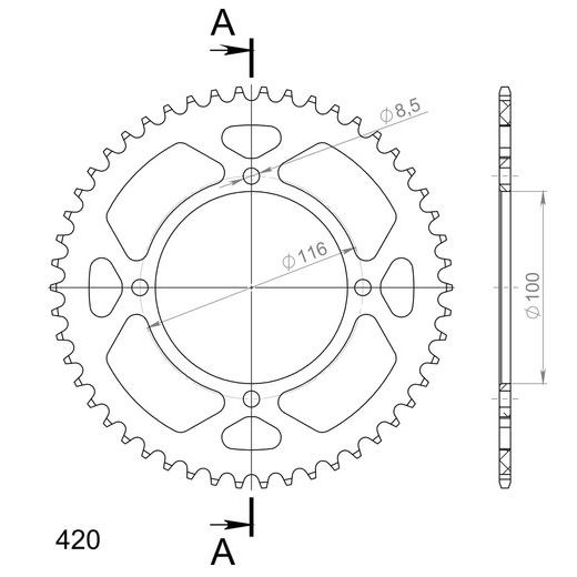 ALUMINIJASTI ZADNJI VERIŽNIK (ZOBNIK) SUPERSPROX RAL-461:50-BLK ČRNA