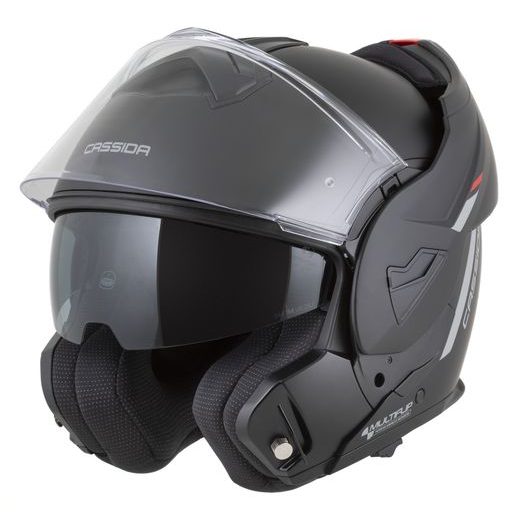 INTEGRALNA ČELADA CASSIDA MULTIFLIP SOLID BLACK MATT/RED/GRAY M