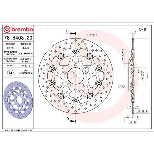 ZAVORNI DISK BREMBO 78B40820 FLOATING