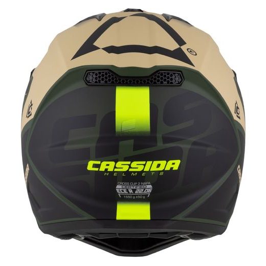 MOTOCROSS HELMET CASSIDA CROSS CUP 2 NAPA SAND/ GREEN/ YELLOW FLUO/ BLACK MATT S