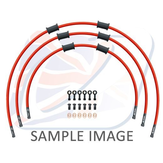STANDARD FRONT BRAKE HOSE KIT VENHILL POWERHOSEPLUS DUC-9006FB-RD (3 CEVI V KOMPLETU) RED HOSES, BLACK FITTINGS