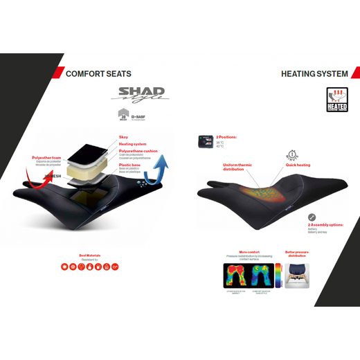 KOMFORTNÍ SEDLO PRO YAMAHA XP 530 T-MAX 2014-2016 A XP 500 T-MAX 2008-2013 SHAD SHY0T5329 ČERNO/ČERVENÉ, ŠEDÉ ŠVY