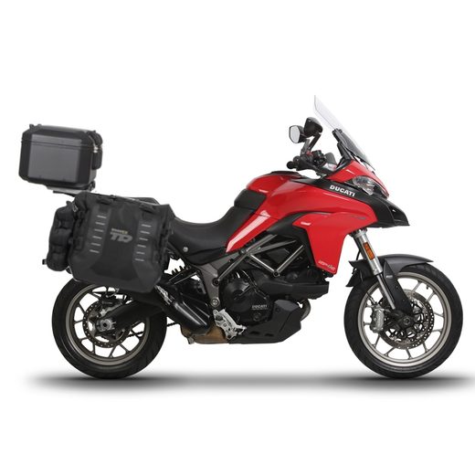 KOMPLETNÍ SADA BOČNÍCH ADVENTURE BRAŠEN SHAD TERRA TR40 A ČERNÉHO HLINÍKOVÉHO 55L TOPCASE, VČETNĚ MONTÁŽNÍ SADY SHAD DUCATI MULTISTRADA 950 / 1200 / 1260