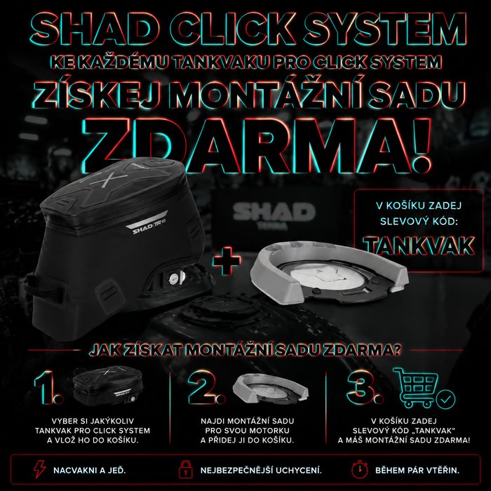 KE KAŽDÉMU TANKVAKU PRO CLICK SYSTEM ZÍSKEJ MONTÁŽNÍ SADU CLICK SYSTEM ZDARMA
