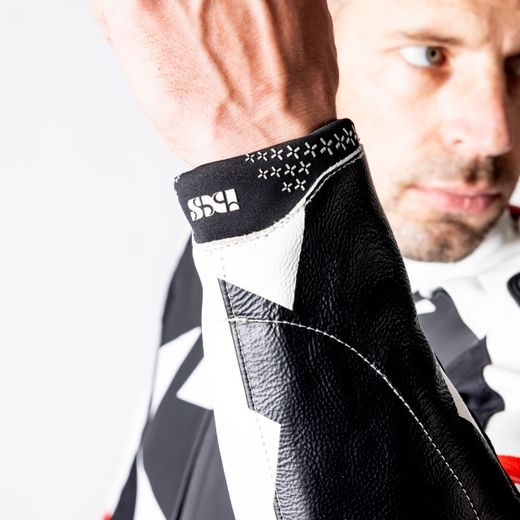 DVOUDÍLNÁ KOŽENÁ KOMBINÉZA IXS ACE 1.0 ČERNO-BÍLO-ČERVENÁ