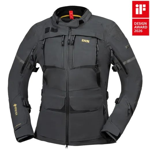 DÁMSKÁ BUNDA S LAMINOVANOU MEMBRÁNOU IXS TOURSTER-GTX 1.0 TMAVĚ ŠEDÝ - AIRBAG READY