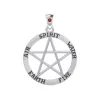 Pentagram živlů s granátem stříbrný přívěsek