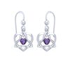 Keltská srdce s ametystem, stříbrné náušnice