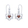 Keltská srdce s granátem, stříbrné náušnice