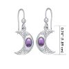 Silver Moon Earrings With Ametyst.