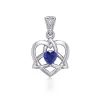 Keltské srdce se safírem, stříbrný přívěsek