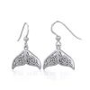 Celtic Knotwork Whale Tail Silver Earrings