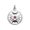 Fire Moon Pentacle Silver Pendant With Garnet