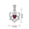 Celtic Heart with Garnet Silver Pendant
