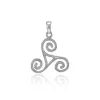 Celtic Triskele Silver Pendant and Earrings Chain Set