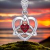 Celtic Heart with Garnet Silver Pendant