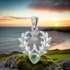 Scottish Thistle Silver Pendant With Emerald Glass