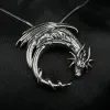 Moon Dragon Silver Pendant
