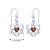 Keltská srdce s granátem, stříbrné náušnice